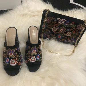 Aldo embroidered mules